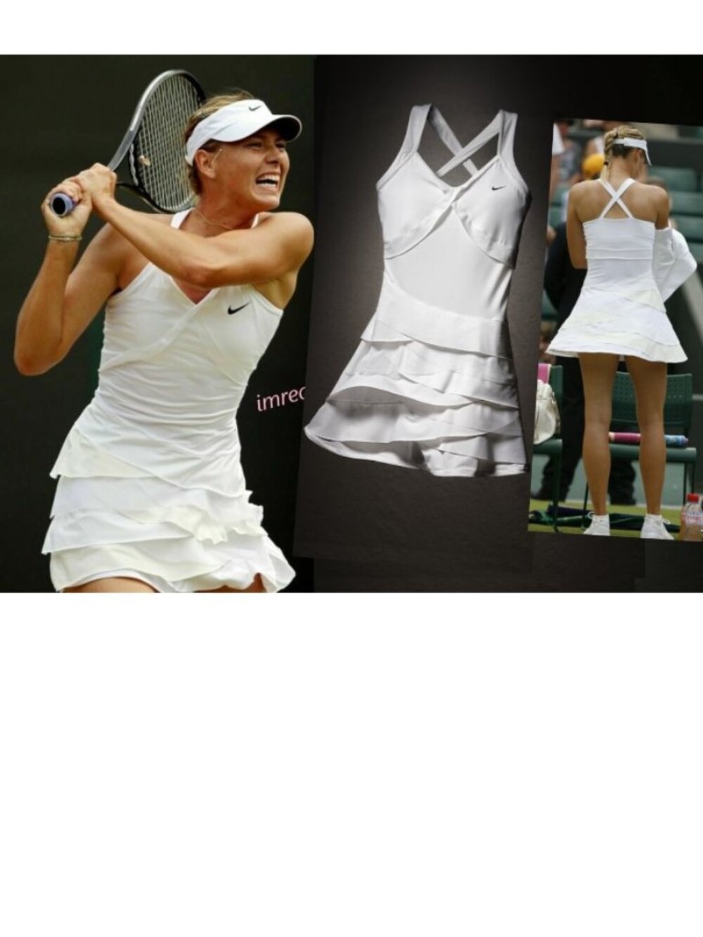 NWT Nike STUNNING Maria Sharapova white Tennis Dress w/ Bra Skirt S Small